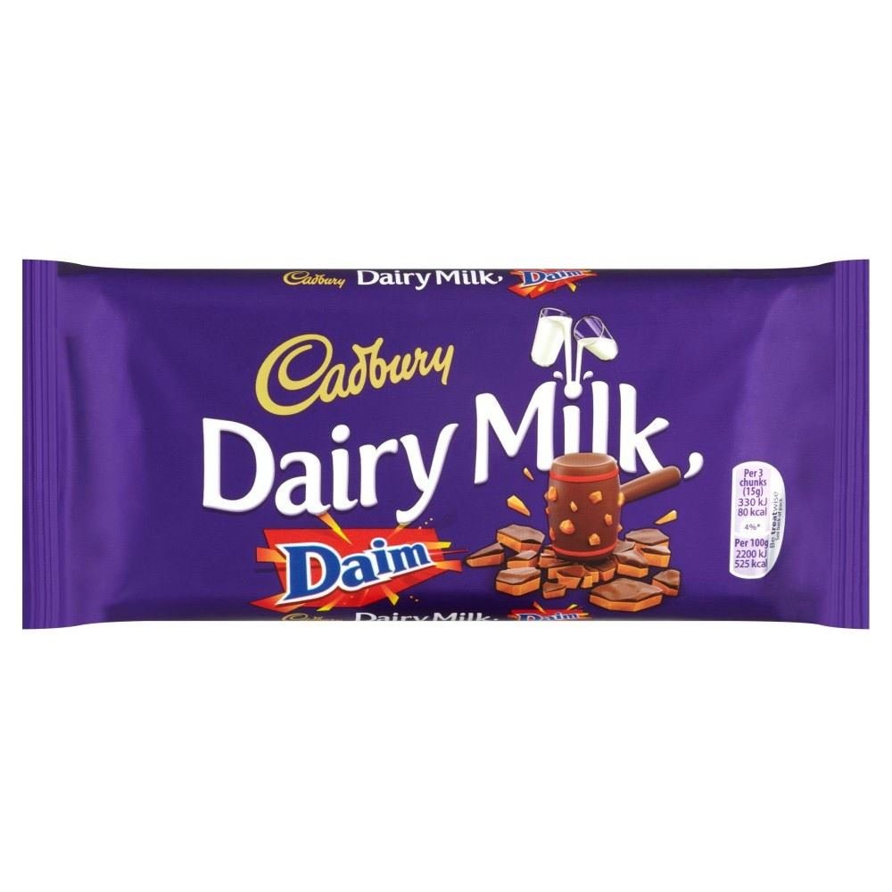 Cadbury Dairy Milk Daim 120g Chocolate Bars Pack Of 2 Delicious