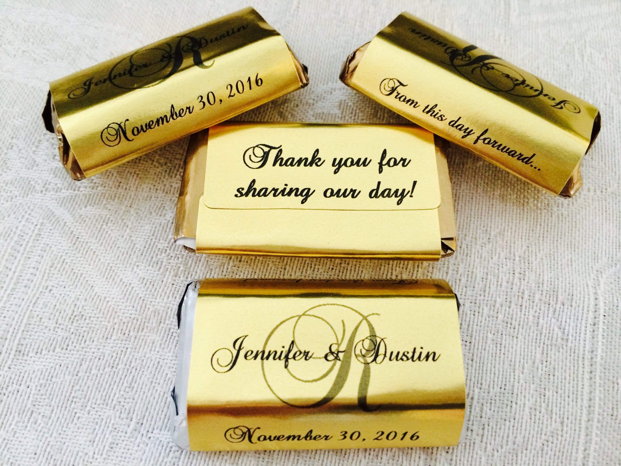 180 Gold Foil Monogram Wedding Candy Wrappers/Stickers/Labels for