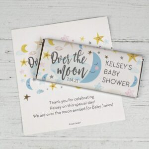 25ct Personalized Baby Shower Chocolate Bar Wrappers - Over the Moon Brand