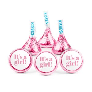 324ct Pink It's a Girl Baby Baby Shower Stickers for Chocolate Kisses DIY Party Decorations 324 Count Just Candy