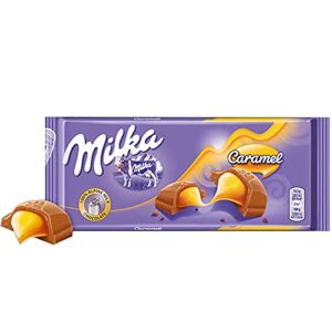 Milka Milk Chocolate with Caramel Filling 100g - Imported Alpine Milk Chocolate Bar