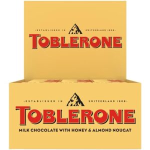 Toblerone Milk Chocolate Bar with Honey Almond Nougat, 12 Bars 3.52 oz
