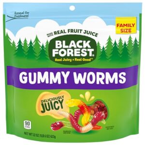 "Real Fruit Juice Gummy Worms, 22oz Resealable Bag, Cherry Pineapple Lemon Orange Apple Cherry"