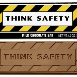 Think Safety Chocolate Bars (Pack of 50) - Engraved Candy, Milk Chocolate, 2" x 5"