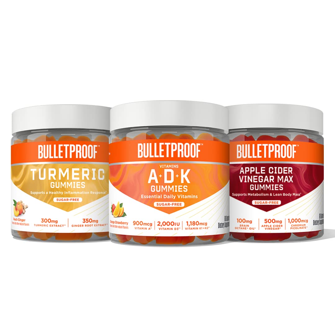 Bulletproof Vitamins A+D+K, Apple Cider Vinegar Gummies, Peach Ginger ...