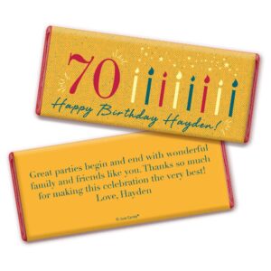 70th Birthday Party Favors Personalized Wrappers Chocolate Bars 25 Count Red Foil WH Candy