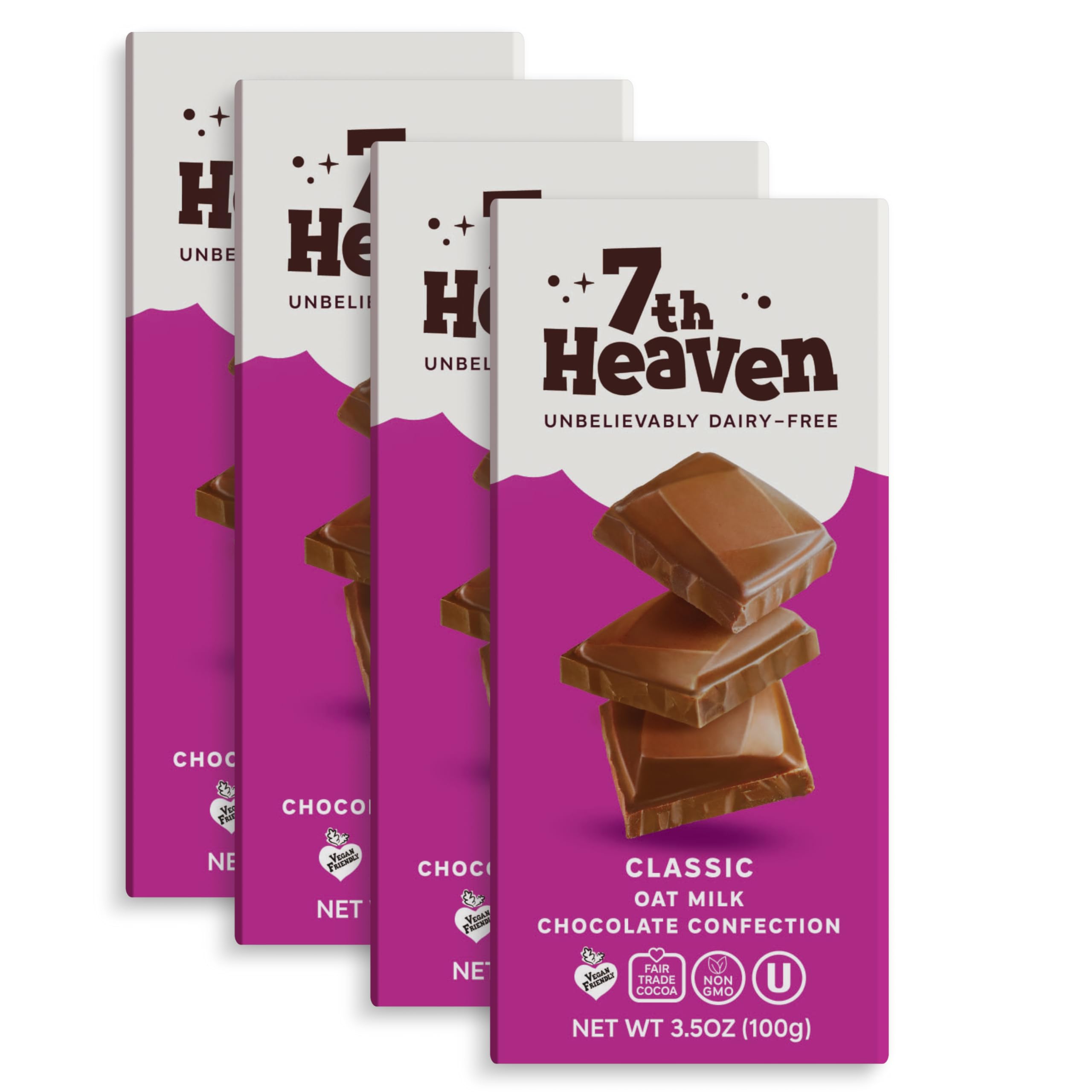 7th Heaven Vegan Oat Milk Chocolate Bars, Creamy Plant Based Dairy Free ...