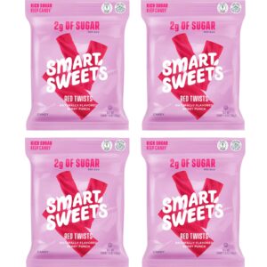Smart Sweets Red Twists 4 Pack - Healthier Version of Twizzlers, Plant-Based, Vegan, Keto Friendly