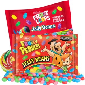 Froot Loop and Fruity Pebbles Jelly Beans, Easter 2024 Egg Hunt Candies, Cereal Flavored Candy, 12 oz (Pack of 3) Sweetzo