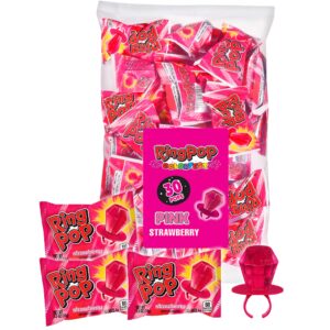Ring Pop Colorfest Pink Strawberry Lollipops - 30 Count Bulk Candy Pack for Easter & Parties