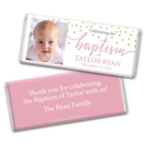 Baptism Candy Personalized Wrappers for Chocolate Bars - Girl Photo Just Candy 25ct