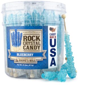 Boone's Mill Rock Crystal Candy Sticks - Blueberry Flavor - 36 Individually Wrapped Sticks