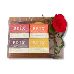 Brix Chocolate Gift Set - Medium, Dark, Smooth, Milk Bars - Cutting Board & Knife - Easter Gift - Gluten Free - 4 x 3 oz