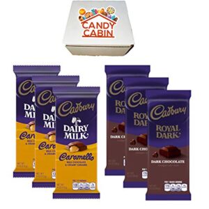 Cadbury Chocolate Candy Bar Variety Box (6-Count) Full Size Bars By CANDY CABIN - CARMELLO-DARK CHOCOLATE