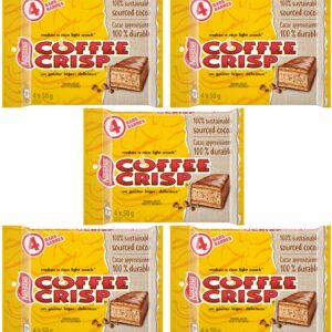 Canada Candy Coffee Crisp Chocolate Bar 4 x 50g Bars Bundle Imported from Canada (5 Pack) - Delicious Wafer Layers Nestle Chocolate