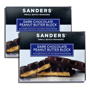 Chocolate Block by Sanders Bundled by Tribeca Curations | 8 Ounces | Value Pack of 2 (Dark Chocolate Peanut Butter)