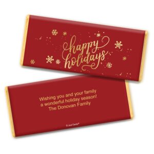 Christmas Candy Personalized Happy Holidays Wrappers for Candy Bars 25 Wrappers Just Candy 12 Wrapped Bars