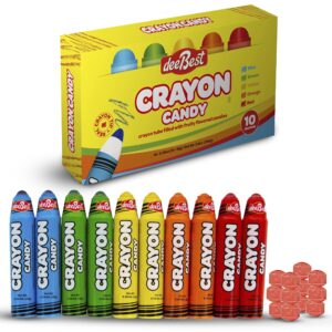 Crayon Candy - 10 Assorted Fruit Flavored Edible Crayons - Fun Gag Gifts for Kids and Marines