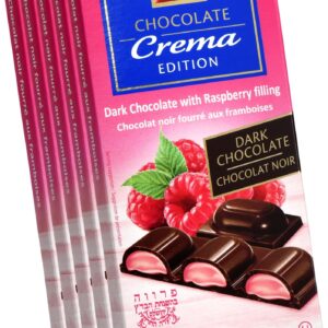 Crema Edition - Dark Chocolate Bar with Raspberry Filling - Kosher - 5-Pack by GROSS & CO