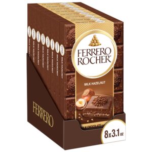 Ferrero Rocher Premium Chocolate Bars, 8 Pack, Milk Chocolate Hazelnut 3.1 oz - Ferrero Rocher