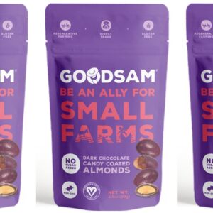 GOODSAM - Sugar Free, 55% Dark Chocolate Candy Coated Nuts - Almond - 3 Bags - Keto, Paleo, Vegan - 3.5oz