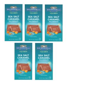 Ghirardelli Sea Salt Caramel Milk Chocolate Square Bar Pack of 5-4.8 oz Bars