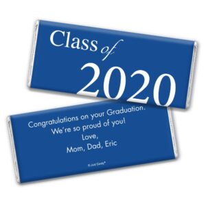 Graduation Chocolate Bar Wrappers - 'Class Of' and Year (25 Wrappers) - Blue