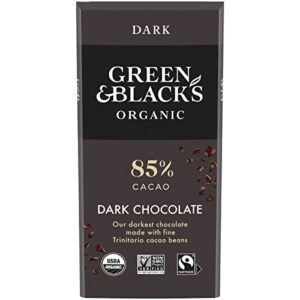 Green & Black's Organic Dark Chocolate Bar 85% Cacao 3.17 oz Fair Trade Gourmet Snack