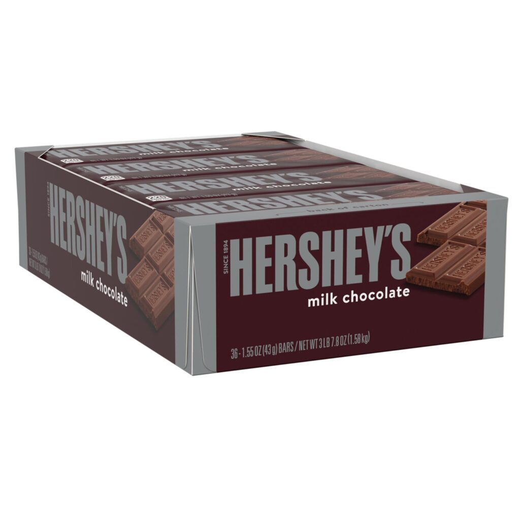 HERSHEY’S Milk Chocolate Candy Bars, 1.55 oz (36 Count) Bulk Box with