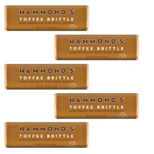 Hammond's Candies Gourmet Chocolate Candy Bars - Toffee Brittle | Rich Dark Chocolate, Toffee Chocolate Bar, Premium Ingredients, Handcrafted in the USA
