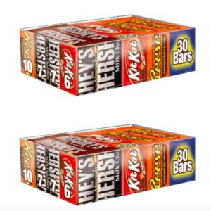 Hershey Chocolate Variety Pack, HERSHEYS Milk Chocolate With Almonds, REESES Peanut Butter Cups, KIT KAT Bars 30 Count
