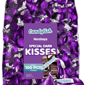 Hershey's Kisses Special Dark Chocolate 1 LB - Bulk Individually Wrapped Purple Foil Candy