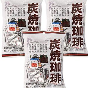 Kasugai Sumiyaki Japanese Roasted Coffee Candy - Dark Roast Flavor, 3.35 oz, Pack of 3