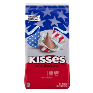 Kisses Milk Chocolate Candy Patriotic Foils Bulk Bag | Patriotic Candy Red White & Blue Kisses Milk Chocolate American Flag | 3.25 Pound