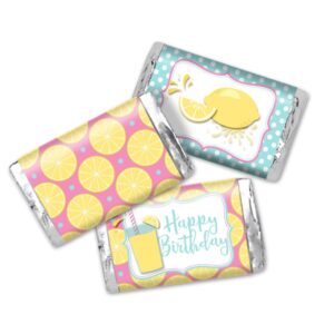 Lemon Sweetie Birthday Mini Chocolate Candy Bar Sticker Wrappers for Kids, 45 1.4' x 2.6' Wrap Around Labels by AmandaCreation