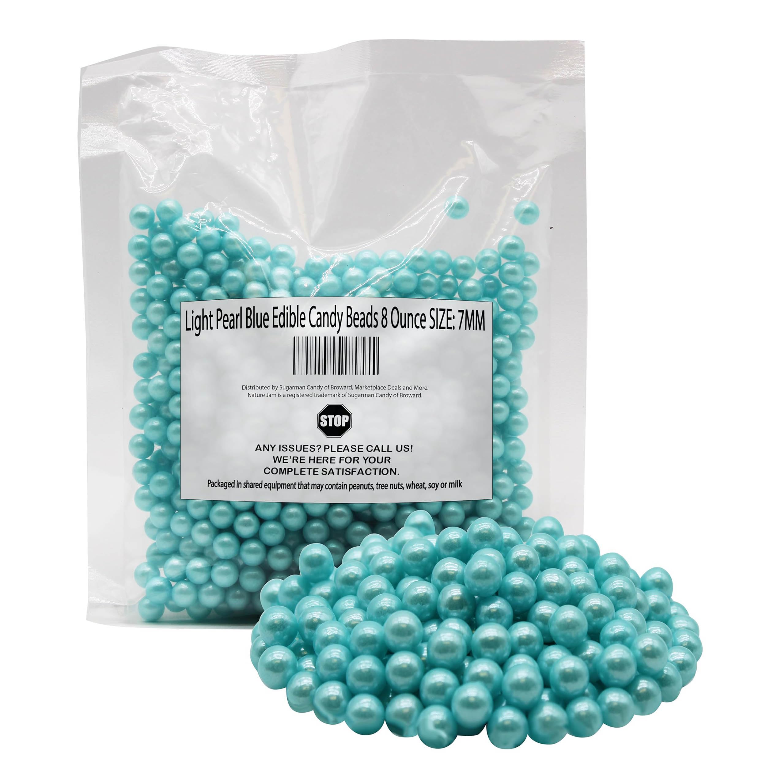 Light Pearl Blue Edible Candy Beads 8 Ounce – 7MM for Wedding Cakes ...