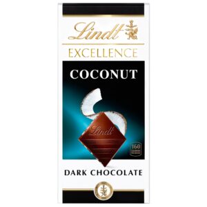 Lindt EXCELLENCE Coconut Dark Chocolate Candy Bar, 3.5 oz. Gourmet Dark Chocolate with Coconut Flakes