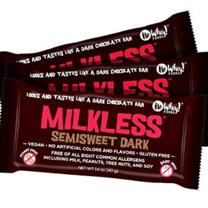 No Whey Foods - Semisweet Dark Milkless Chocolate Bars (3 Pack) - Vegan, Dairy Free, Peanut Free, Nut Free, Soy Free, Gluten Free