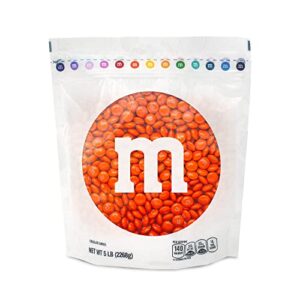 Orange M&M'S Bulk Milk Chocolate Candy 5lbs Resealable Pack for Candy Bars & Parties