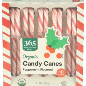 Organic Candy Canes by 365 Whole Foods Market - 10 Count, 5 Ounces - Vegan, Fat-Free, Limited Edition