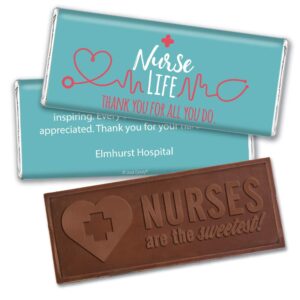 Personalized Nurses Week Chocolate Bars 12ct Embossed - Just Candy