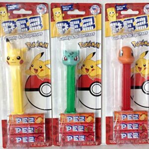 Pez Dispensers Pokemon Trio Bundle - Pikachu, Charmander, Bulbasaur with Candy Refills