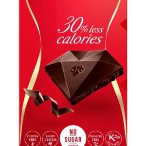 RED Chocolate - European Dark Chocolate Bar, No Added Sugar, 40% Fewer Calories, Keto Friendly 3.5oz 4 Pack