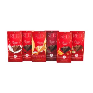 RED Delight Chocolate Bar Variety Pack, No Added Sugar, Fewer Calories, 3-3.53 Ounce Bars, Pack of 6