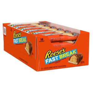 REESE'S FAST BREAK Peanut Butter Nougat Candy Bars, 1.8 oz (Pack of 18) - Milk Chocolate, Peanut Butter, Nougat