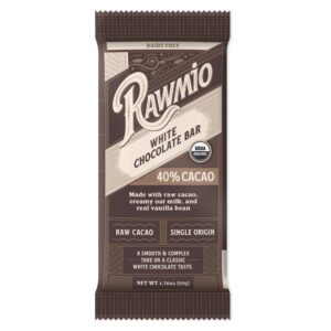 Rawmio Premium White Chocolate Bar - Organic, Raw, 40% Cacao, 1.76 oz - Gluten-Free