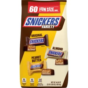 SNICKERS Original, Peanut Butter & Almond Bulk Variety Pack Fun Size Chocolate Candy Bar Assortment, 44.5 oz, 60 Pieces