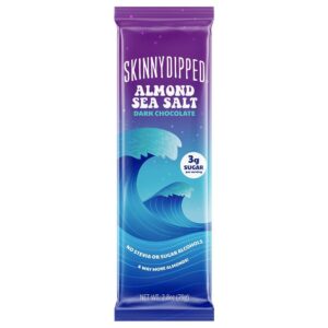 Skinny Dipped Dark Chocolate Almond Sea Salt | 3g Sugar, Keto Friendly, Gluten Free | 2.8oz Bar (Pack of 1)