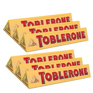 TOBLERONE Swiss Milk Chocolate with Honey and Almond Nougat 6 x 100g Bars by Toblerone