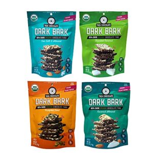 Taza Chocolate Organic Stone Ground 80% Dark Bark Snacking Thins Variety Pack 4.2 Oz (Pack of 4)
